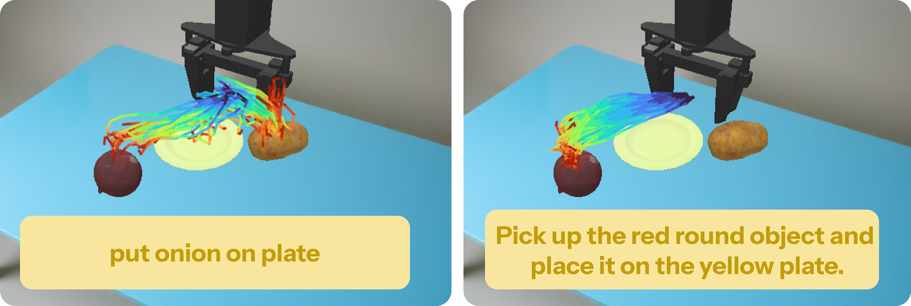 Trajectory comparison between default and rewritten commands